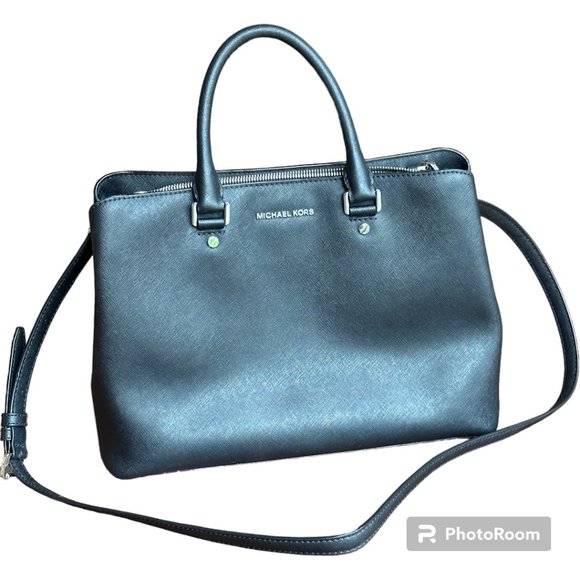 Michael Kors Black Leather Savannah Satchel - Picture 1 of 17